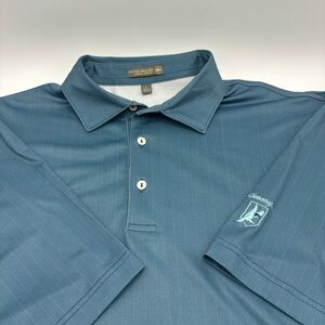 Peter Millar Summer Comfort Polo ÑMen Large Blue Green Gleneagles